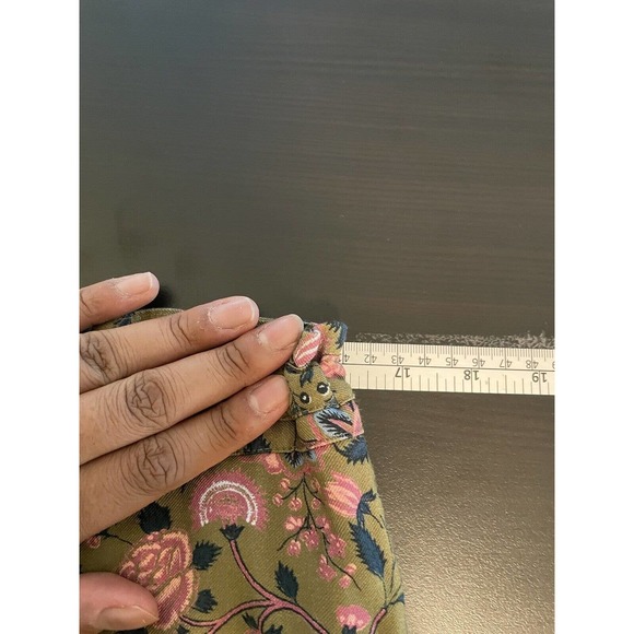 Sundance Madora Pants Womens M Olive Green Floral Drawstring Pockets Artsy Boho - Picture 6 of 9